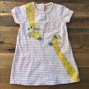 Baby Boden giraffe pink stripped dress size 2-3Y